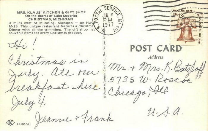 Mrs. Klaus Kitchen & Gift Shop - Old Postcard (newer photo)